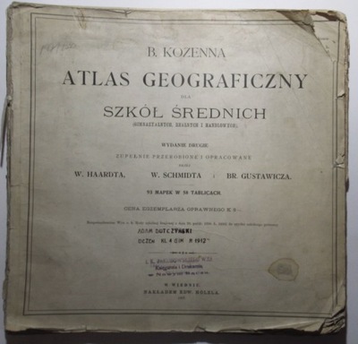 Atlas geograficzny, Kozenna 1907 GALICJA, BUKOWINA