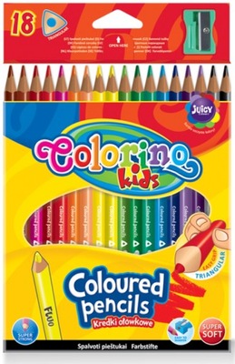 Kredki Ołówkowe Trójkątne 18 Kolorów Colorino