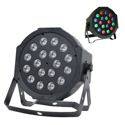 REFLEKTOR DISCO LAMPA LED KOLOROFON FLAT 18x1W RGB