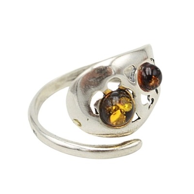 PIERŚCIONEK srebrny Z BURSZTYNEM regulowany