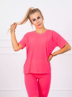 Komplet top+legginsy różowy neon