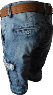 spodenki męskie jeansowe krótkie bojówki jeans W38