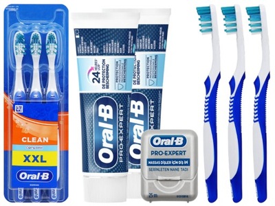 2x PASTA DO ZĘBÓW ORAL-B PRO-EXPERT 75ml SZCZOTECZKI + NIĆ DENTYSTYCZNA