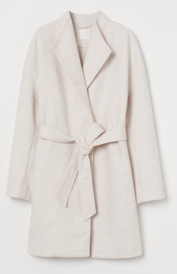 Krótki płaszcz jasnobeżowy, wiązany H&M S/M