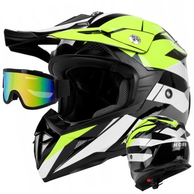 CASCO PARA MOTOCICLETA CROSS HORN Q ENDURO QUAD GAFAS XS  