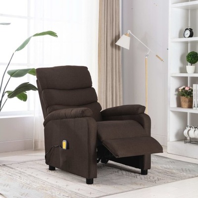 Rozkładany fotel masujący, brązowy, tapicerowany