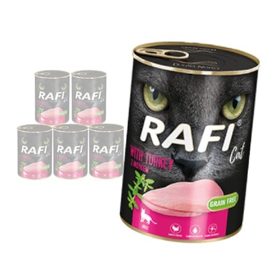 RAFI CAT ADULT BEZZBOŻOWA MOKRA KARMA DLA KOTA Z INDYKIEM 6x400g