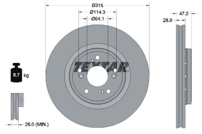 TEXTAR DISKAI STABDŽIŲ 2SZT. PRIEK. HONDA CR-V IV 1.6D 2.2D 2.4 