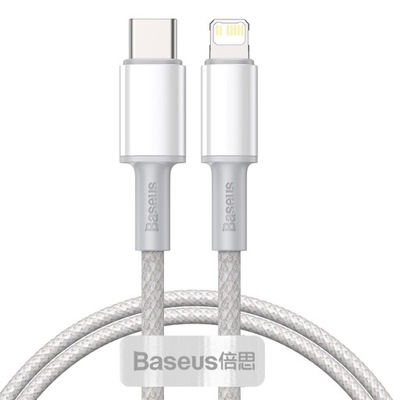 Baseus kabel USB-C do Lightning 1m biały 20W High Density PD biały mocny