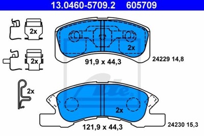 ATE 13.0460-5709.2 ZAPATAS DE FRENADO PARTE DELANTERA MITSUBISHI MIRAGE SPACE STAR 12-  