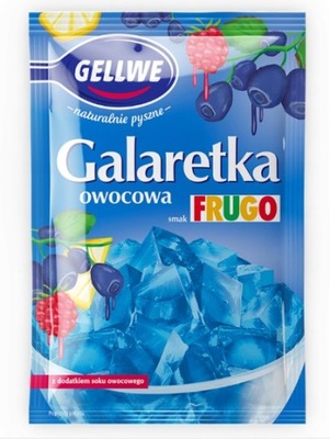 Gellwe Galaretka owocowa o smaku Frugo niebieska 72g