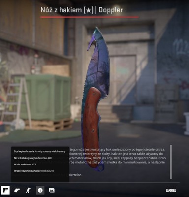 Nóż z hakiem DOPPLER Blue CS2 CS GO knife skin - CHECK IT OUT MF