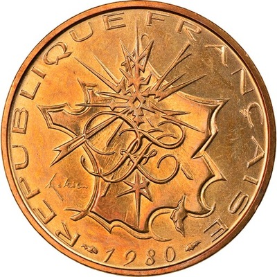 Moneta, Francja, 10 Francs, 1980, FDC, MS(65-70),