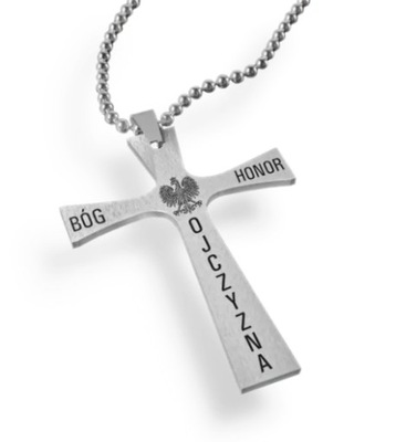 Krzyż krzyżyk tytanowy - Bóg Honor Ojczyzna