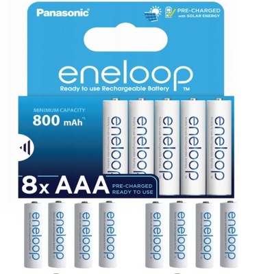 8x ENELOOP Akumulatorki Baterie R03/AAA 800mAh Ekologiczne Opakowanie