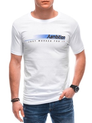 T-shirt męski z nadrukiem Bawełna 1799S biały XL