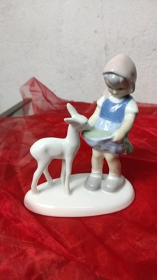 porcelanowa figurka Gerold porcelain dziewczynka z sarenką