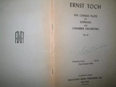 Ernst Toch The Chinese Flute for Soprano and Chamber Orchestra op.29