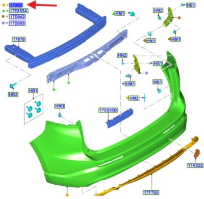 Бампер задняя ford edge mk2 2016- 2048557 _ gt4b-r17k823-cjlpraa фото №1
