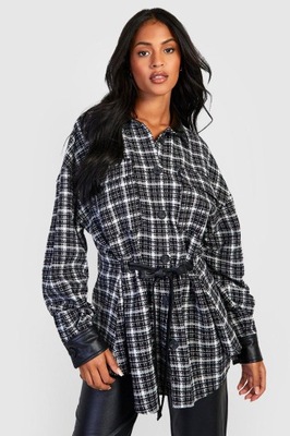 BOOHOO KOSZULA OVERSIZE KOŁNIERZYK KONTRAST WIĄZANIE AMN NG2__46