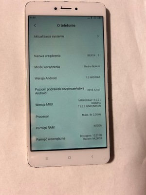 Smartfon Xiaomi Redmi Note 4X 4 GB / 64 GB 3G czarny