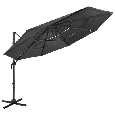 vidaXL 4-poziomowy parasol na aluminiowym słupku, antracytowy, 3x3 m