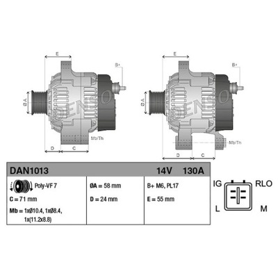 ГЕНЕРАТОР DENSO DAN1013 фото