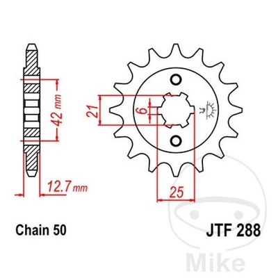 ENGRANAJE PARTE DELANTERA JT F288-18, 18Z, TAMAÑO 530  