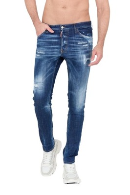 DSQUARED2 Granatowe jeansy z przetarciami 48