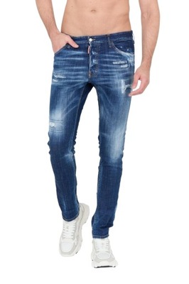 DSQUARED2 Granatowe jeansy z przetarciami 54