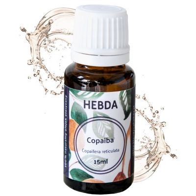 Olejek Eteryczny Copaiba Naturalny Słodki Drzewny Łagodny Zapach Hebda 15ml