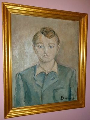 Ecole de Paris stary zabytkowy portret chłopca ram