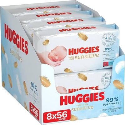 Chusteczki nawilżane Huggies Extra Care 8 x 56 448 szt