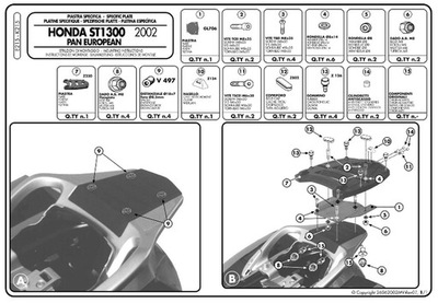 KAPPA СТЕЛАЖ КОФРА ЦЕНТРАЛЬНОГО HONDA ST 1300 PAN EUROPEAN (02-14) Z ПЛИТОЙ