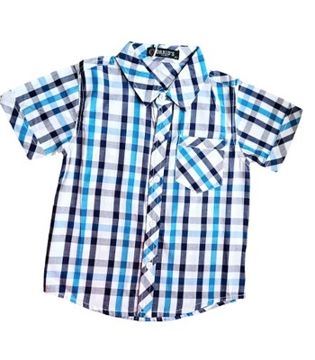 Koszula dla chłopca w kratę, bawełna rozmiar 140