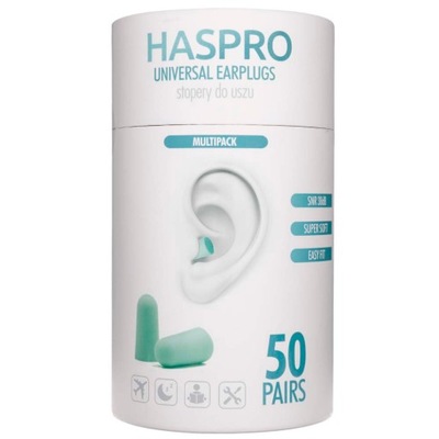 Haspro Tube50 Stopery do Uszu Piankowe Kolor Miętowy Tuba 50 par