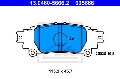 ATE 13.0460-5666.2 ZAPATAS DE FRENADO PARTE TRASERA LEXUS GS/IS 2,0-3,5 12-  