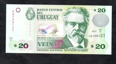 BANKNOT URUGWAJ -- 20 PESOS -- 2011 rok, UNC