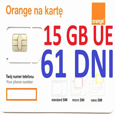 INTERNET NA KARTĘ ORANGE FREE 15 GB UE 61 DNI