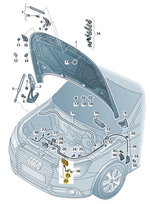 Замок капот з перемикачем audi a1 aso оригінал фото №1