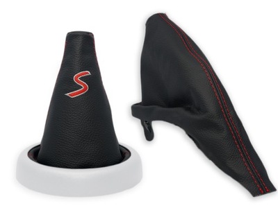 Mini cooper s r50 комплект чохли важеля czarna шкіра вишивка червоний фото №1