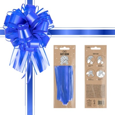 KOKARDA ŚCIĄGANA NIEBIESKA PAPIEROWA DEKORACJA DO PREZENTÓW URODZINY