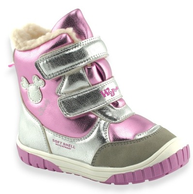 Lśniące śniegowce dla dziewczynki buty zimowe Wojtyłko Softshell 24099 r.27