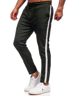 SPODNIE MATERIAŁOWE JOGGERY KHAKI 0013 DENLEY_M