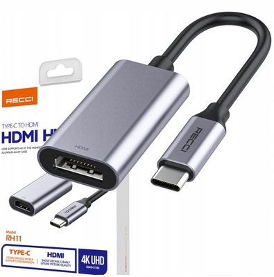 ADAPTER PRZEJŚCIÓWKA HUB Z USB-C do HDMI 4K UHD RECCI