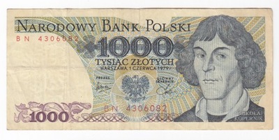 Banknot 1000 zł 1979, seria BN, st. 3