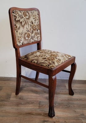 Przedwojenne krzesło dębowe "na łapach"; 2252