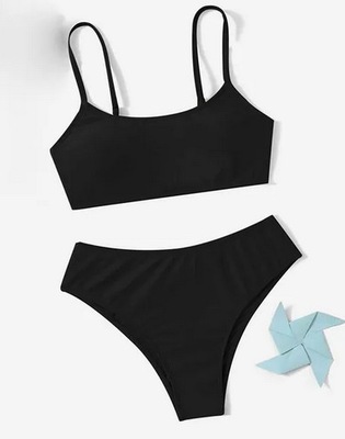 ŚLICZNY strój kąpielowy bikini r.134/140 czarny black