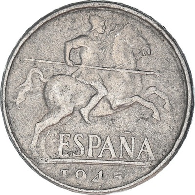 Moneta, Hiszpania, 10 Centimos, 1945, VF(30-35), A