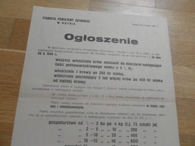 1945 OBWIESZCZENIE KUTNO